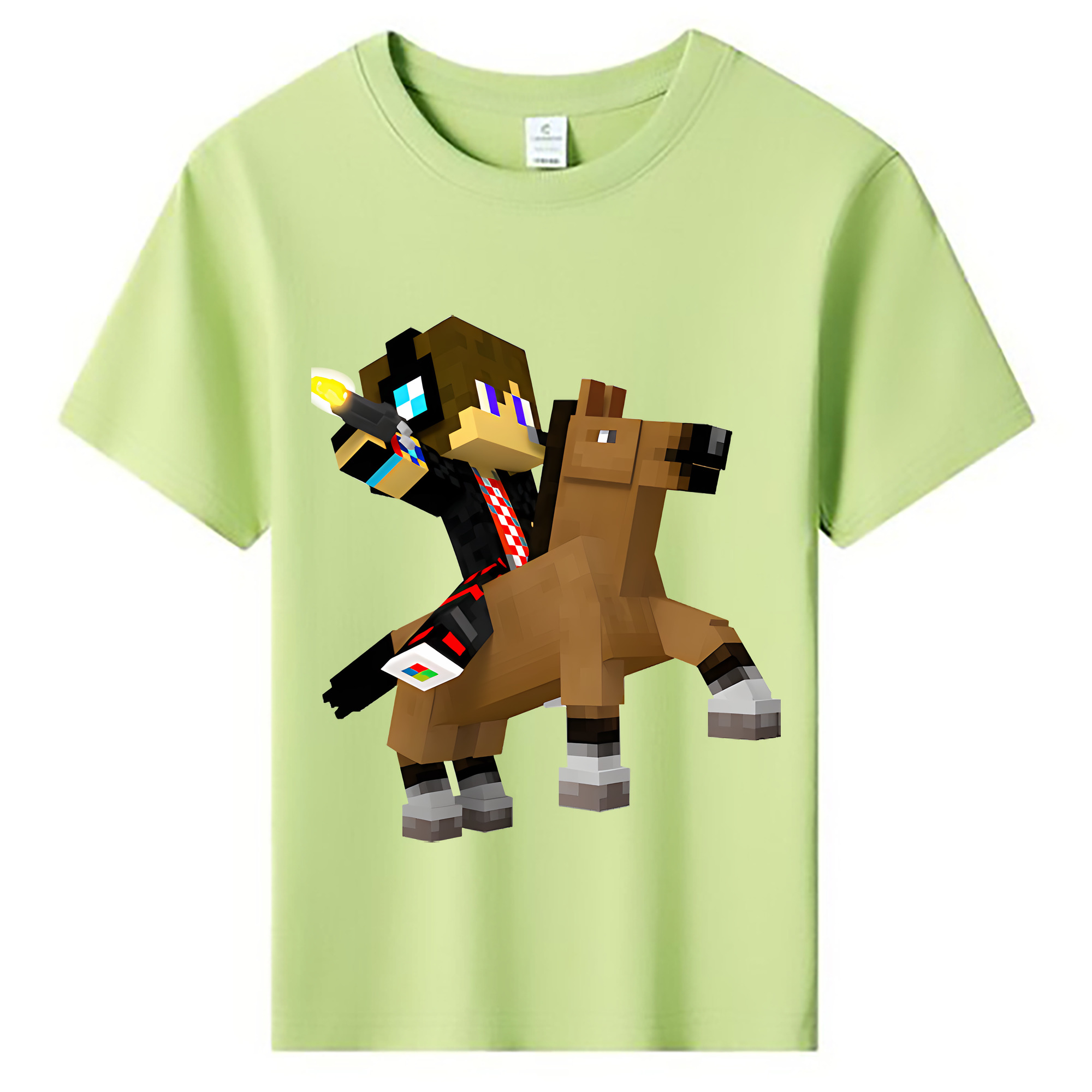 （画像用） マインクラフト ブロックの世界 Minecraft MC Block world 綿100％キッズTシャツ（フロントプリント）